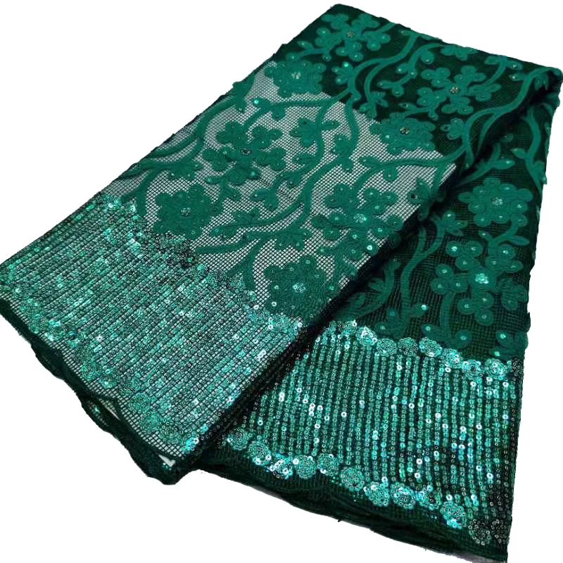 

Nigerian New Embroidery Sequins Tulle Lace Fabric For Women Dress High Quality French Sequins Lace Fabric