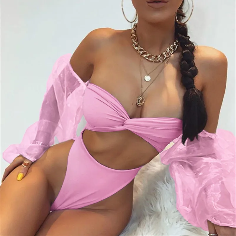 SAKKUS 2020 женский сексуальный летний бандо микро бикини с высокой талией цельный