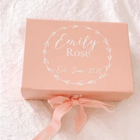 personalised pink white a5 box wedding gift boxes presentation newborn names gift box cutom will you be my bridesmaid box