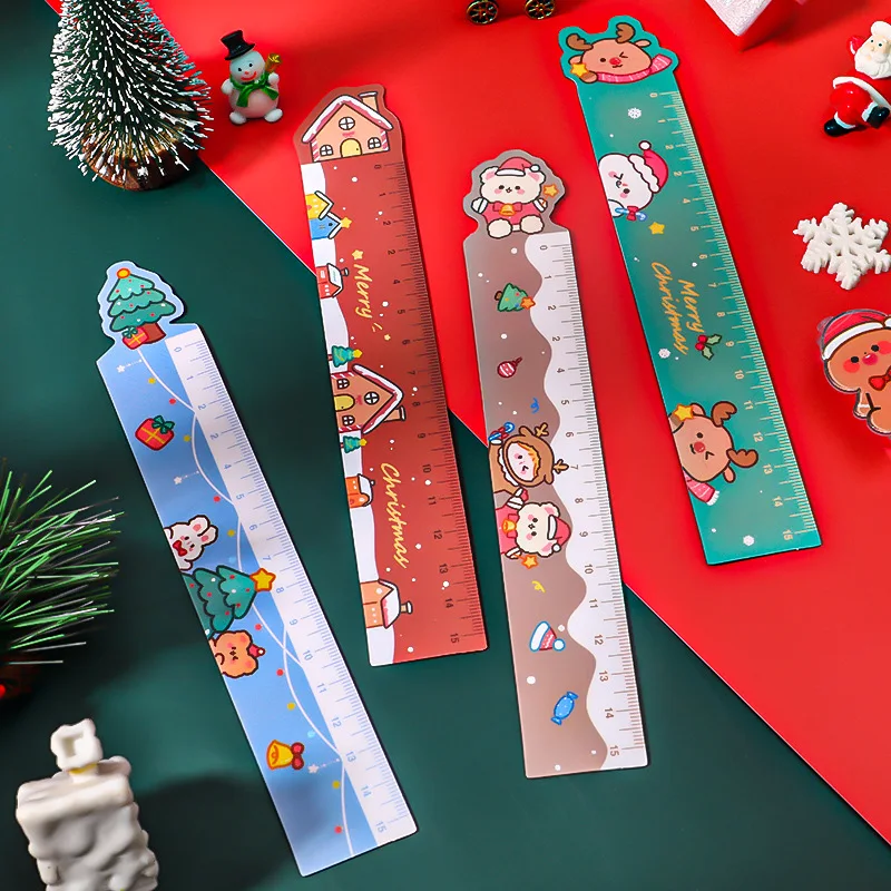 

15cm Cartoon christmas Magnetic Ruler Kawaii Stationery Rulers Student Soft Design Ruler Set of Drafting Rules SchoolSupplies