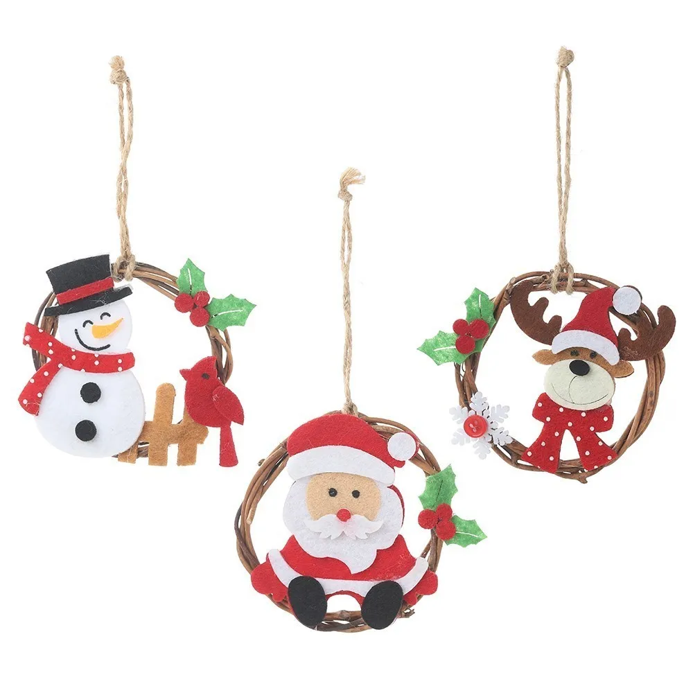 2020 Новогодняя Нетканая ткань ротанга Санта олень снеговики елки украшения