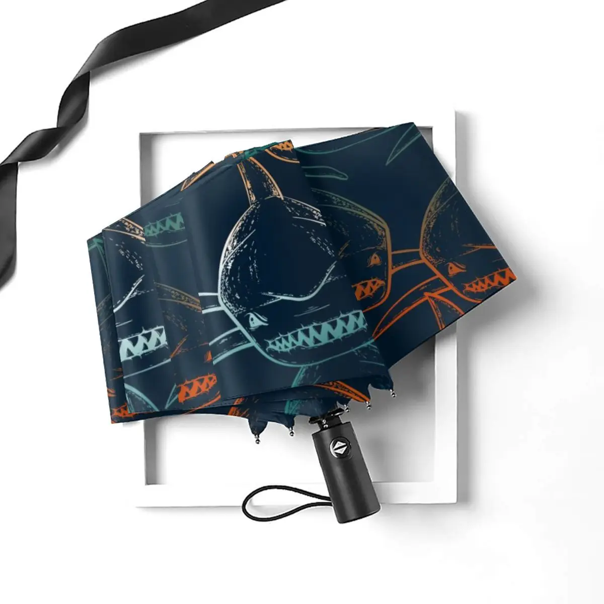 Miglior Resistente Al Vento Pieghevoli Donne Ombrello Automatico Auto Astratta Shark Sea Predator Antivento Ombrelli Da Pioggia Per Gli Uomini Parasole