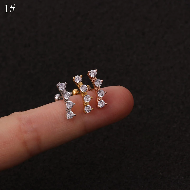 Длинные серьги из нержавеющей стали Tragus Шпильки Цветы розовое золото серебро