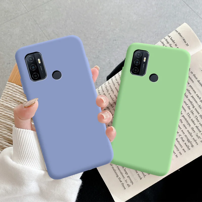 

For OPPO A53 2020 Case Colorful Silicone Case For OPPO A53S Macaron Colors Candy Soft TPU Simple Black Casing Phone Back Cover