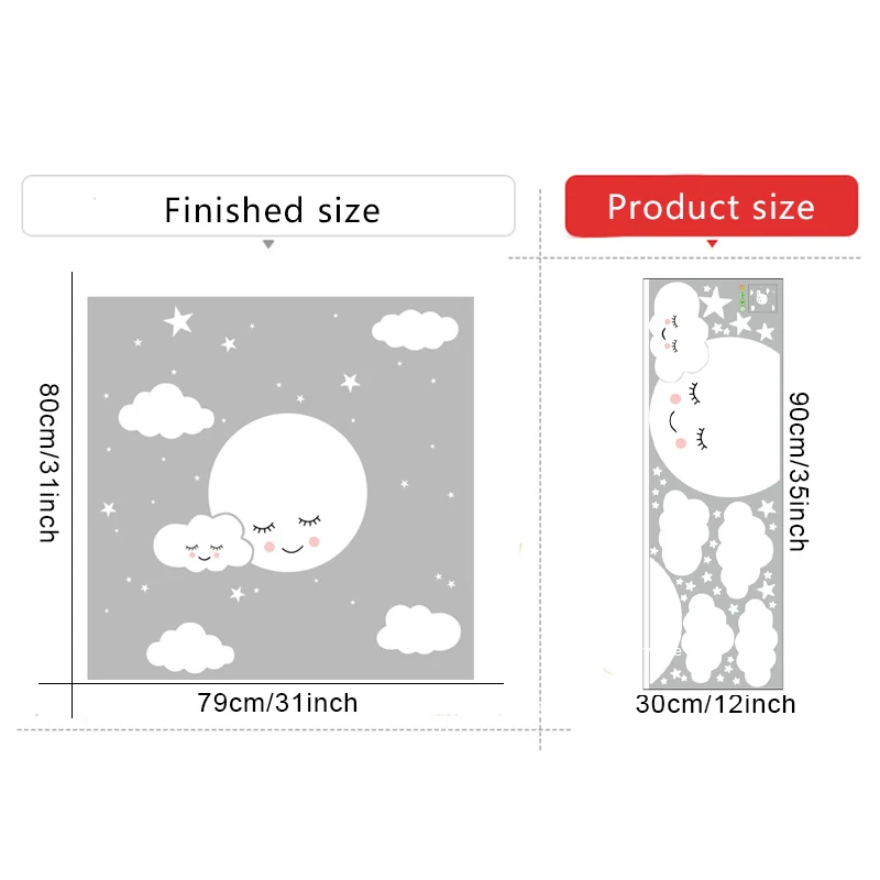 

Cute cloud white stars decal cartoon wall stickers for kids rooms mural wallpaper Home bedroom decoration stickers Baby T200914