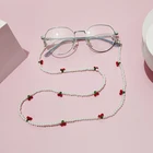 Новинка, романтическая прозрачная цепочка с бусинами в виде вишни с кристаллами для очков, женская маска, шнурок, ювелирные изделия, маски, шнурок