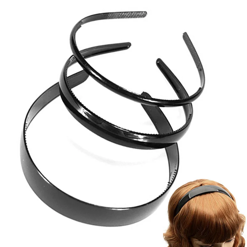 Повязка на голову черная с широкими зубчиками удобный аксессуар для волос в