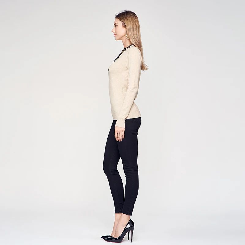 Женский свитер с леопардовым принтом Phi Star вязаный длинным рукавом и