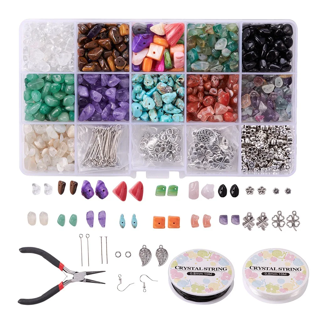 

Gravel Natural Stone Beads Bracelet Handmade Beaded Material DIY Ornament Accessories Set glass beads for jewelry making