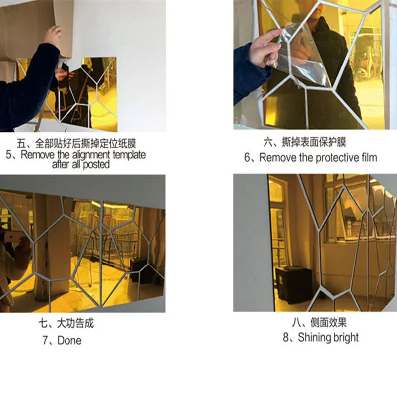 Акриловые зеркальные наклейки с объемными маленькими рыбками самоклеящиеся