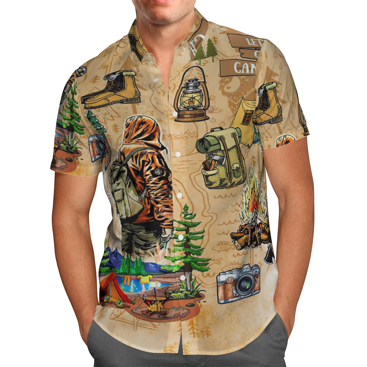 

Camping 3D Beach Hawaiian 2021 Summer Men's Shirt Short Sleeve Shirt Streetwear Oversized 5XL Camisa Social Chemise Homme-89