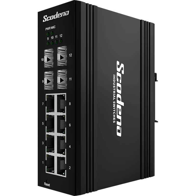 Промышленный гигабитный PoE + DIN Rail сетевой управляемый коммутатор 8 портов RJ45 4