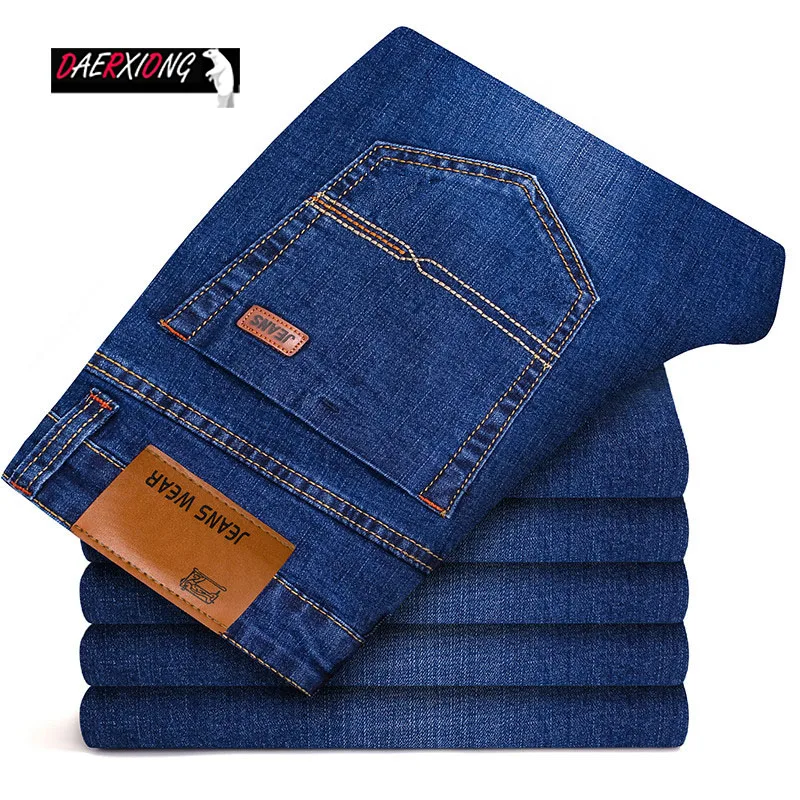 Мужские облегающие джинсы брендовые Стрейчевые прямые больших размеров 40 для