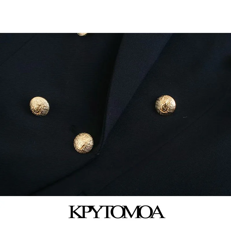 KPYTOMOA Women Fashion With Metal Buttons Blazers Coat Vintage Long Sleeve Back Vents Female Outerwear Chic Tops | Женская одежда