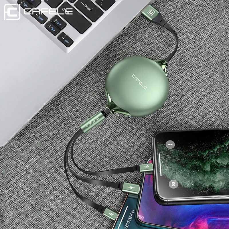 

3in1 Retractable USB Cable For iPhone 14 Pro Max 13 Micro USB Type C Cable For Huawei Samsung Xiaomi Fast Charging Charger Wire