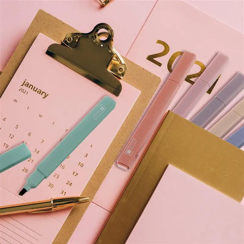 

6Pcs Highlighters Safe Student Stationery Portable Marker Pens Soft-Tip Highlighters
