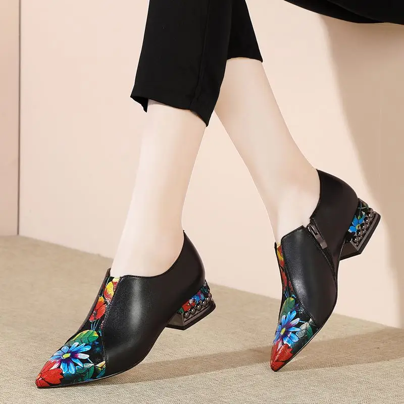 

Dilalula High Quality Genuine Leather Pointed Toe Mixed Colors Women Shoes Brand High Heels Office Ladies Shoes Women Heels