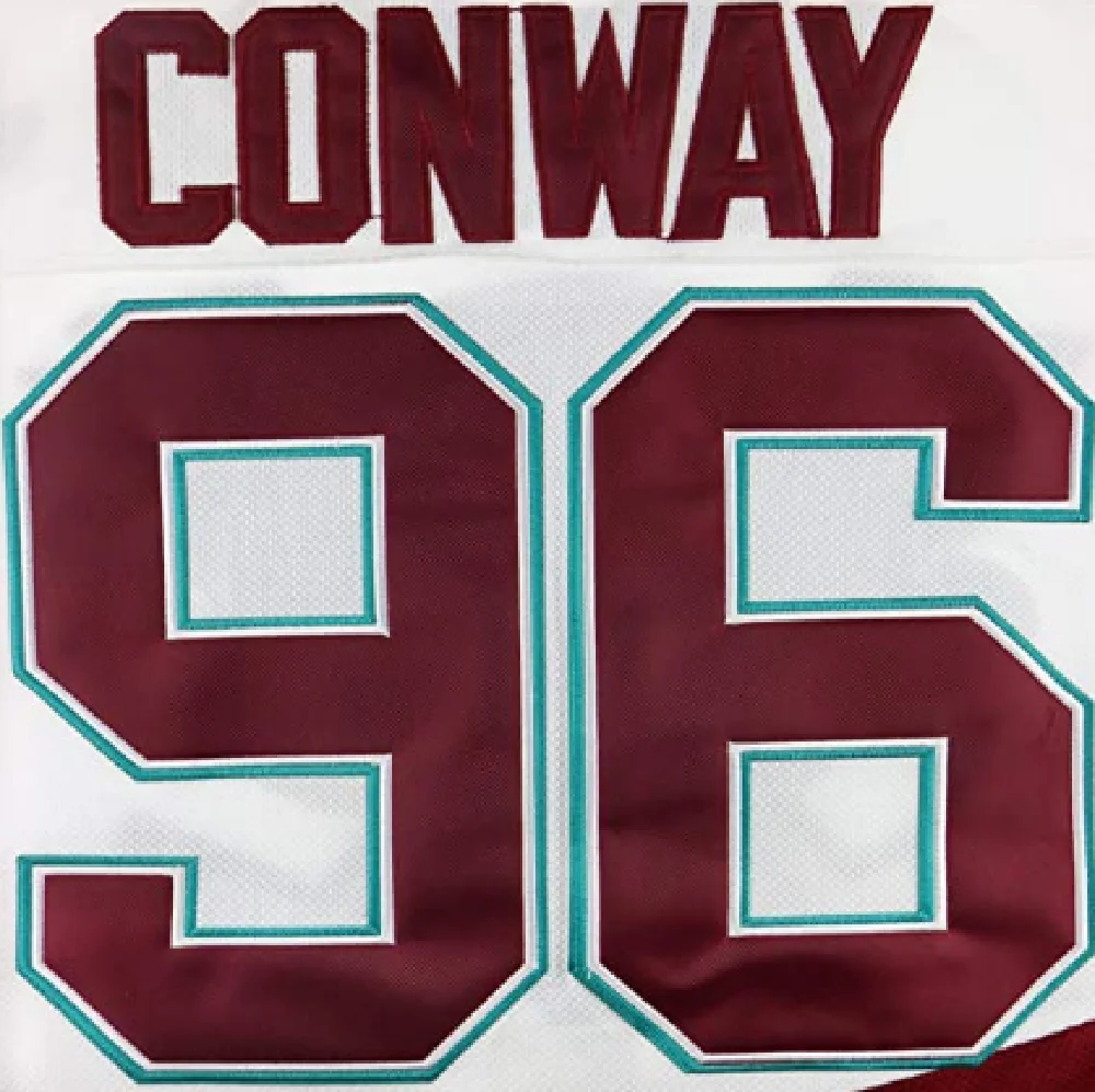 

Eway charlie conway #96 poderosos patos hquei no gelo jrsei, letras e nmeros costurados S-XXXL