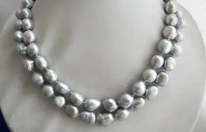 

A 2Strands 18'' 9-10MM Gray Baroque Freshwater Pearl Necklace