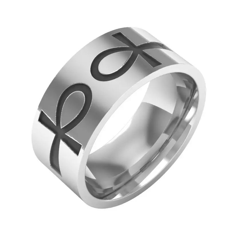 Мода амулет ювелирные изделия египетские Ankh тигель кольца палец титановая сталь