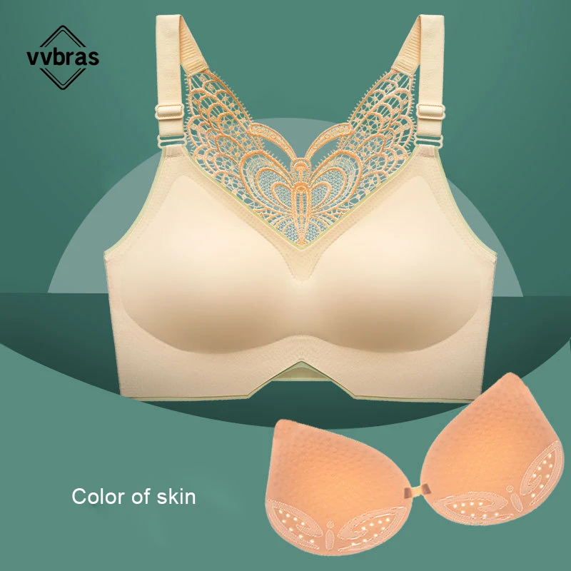 vvbras Plus Size Bra Large Size Seamless Women Bra Without Frame Ultra Butterfly Beauty Back Bra Big Size Lingerie Bralette 7XL