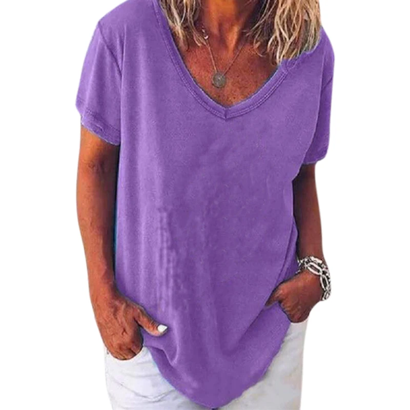 Женская Однотонная футболка S-5XL белые топы летняя модная 2020 свободный женский