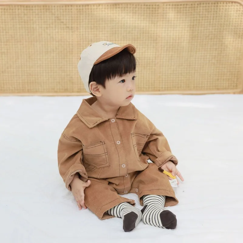 

Children Clothing 2021 Spring Boys and Girls New Solid Color Long Sleeve Cotton Fashion Casual Rompers Climbing Suits