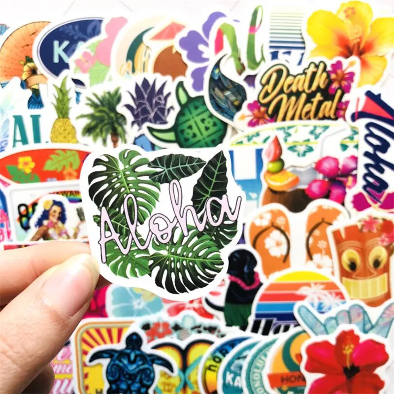 

10/30/50PCS Hawaii tropical beach summer landscape luggage computer camera helmet waterproof sticker graffiti wholesale