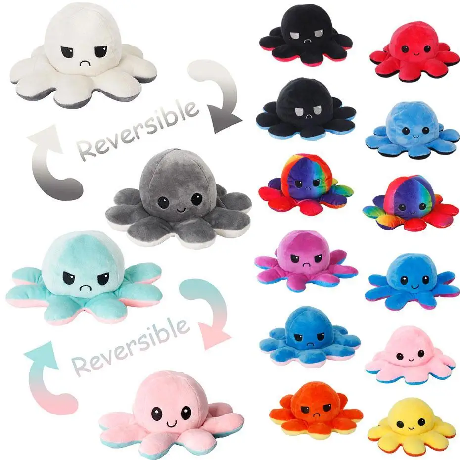 

Funny Mascot For Kids Double-sided Octopus Plush Toy Children To Show Mood Birthday Gift Kawaii Stuffed Toy Creative Mascots