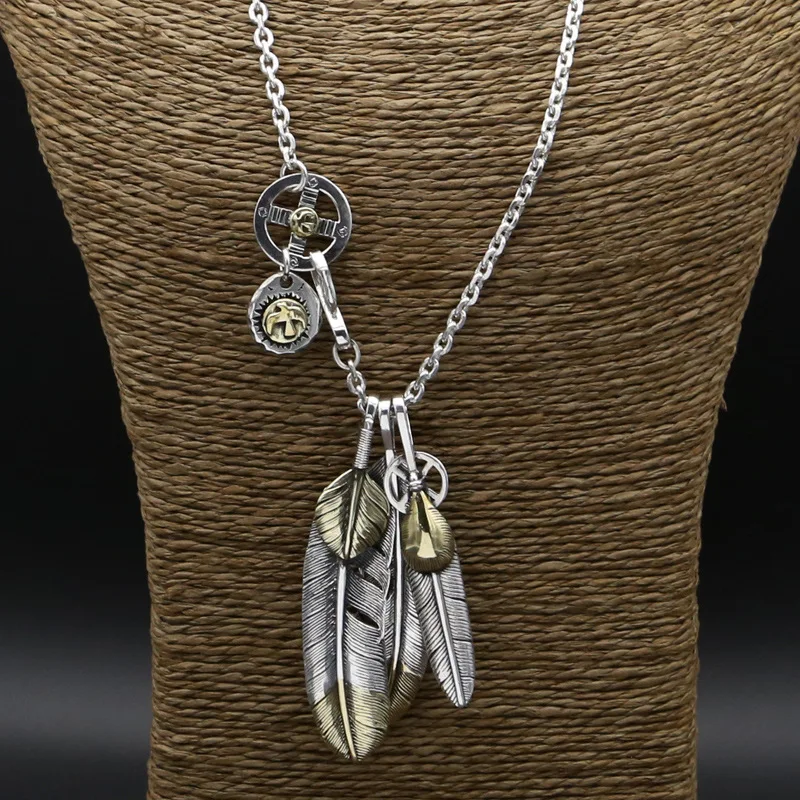 Однотонное длинное ожерелье из стерлингового серебра 925 пробы для мужчин в