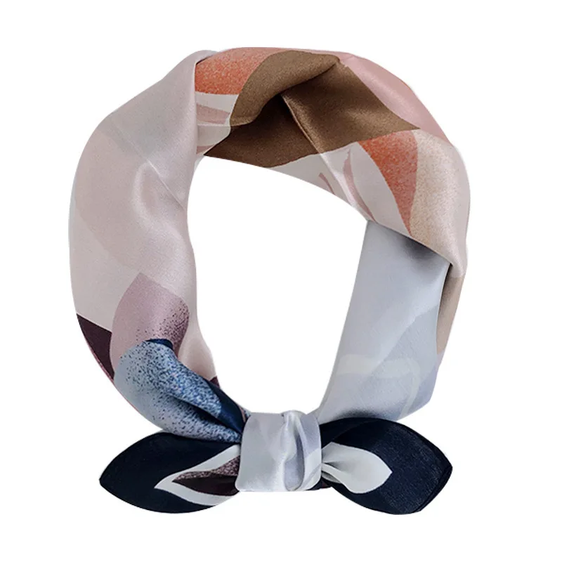 

New Arrival 100% Pure Silk Scarf Women Neck Hair Foulard Bandana Square Small Headband Hijab Print Poncho Scarves Pashmina 2020