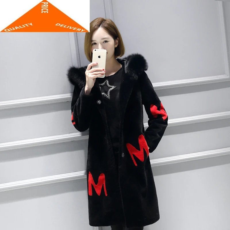 

Shearling Fashion Sheep Overcoat Female 2020 Long Real Fur Coat Women Winter Warm Jacket Wool Cashmere Outerwear LW9569