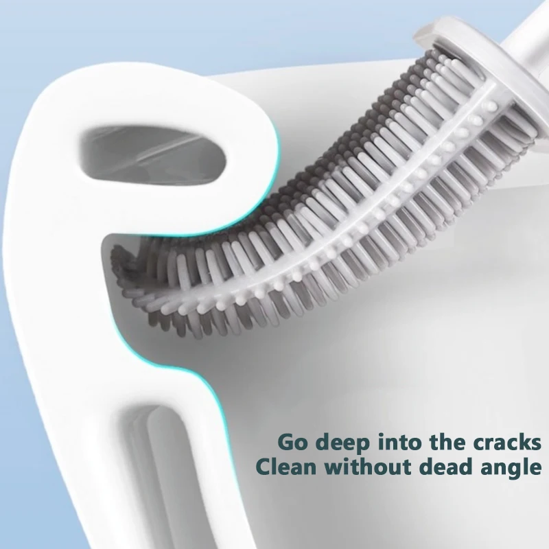 

Wall Mount Toilet Brush Set Long Handle Bathroom Soft Brush And Holder With Lid Thoroughly Clean Any Corner Lightweight Durable