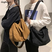 canvas crossbody bags women simple large capacity couples solid travel high street students school all match leisure harajuku