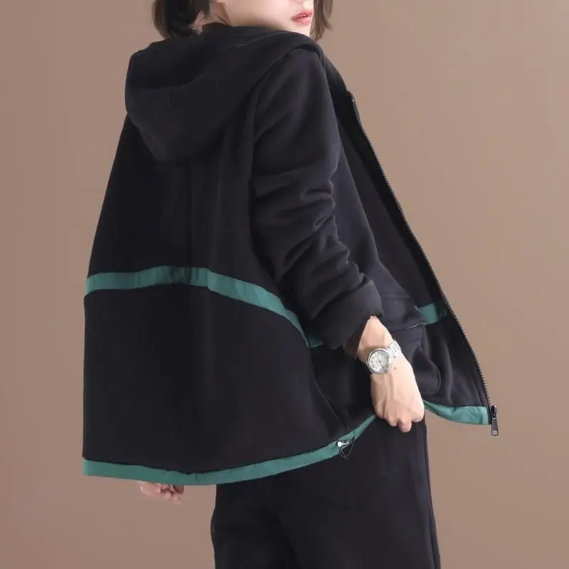 Плюс бархат толстый женский осенний и зимний новый свободный литературный с