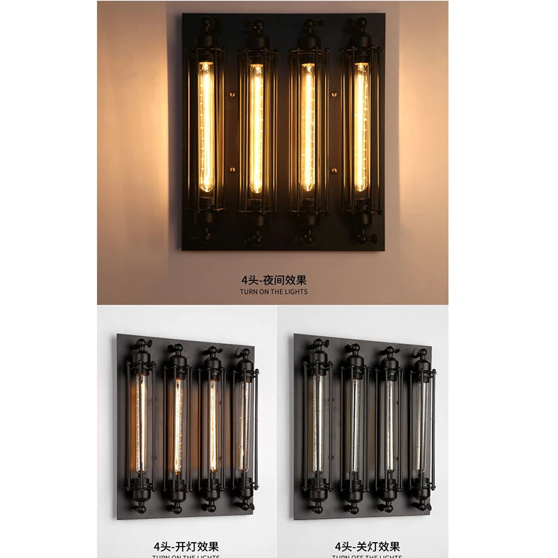 

Vintage Industrial Wall Lamp Black 8W LED Light Bedroom Cafe Restaurant Wall Sconce Lamp Bedside