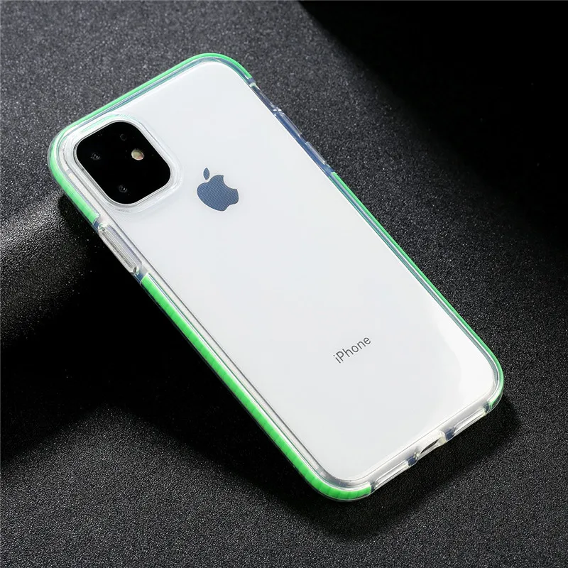 Прозрачный противоударный чехол для телефона iPhone 11 8 Plus X XR XS Max простой чехол для iPhone 7 6S Plus Мягкий ТПУ силиконовый чехол - Цвет: Зеленый