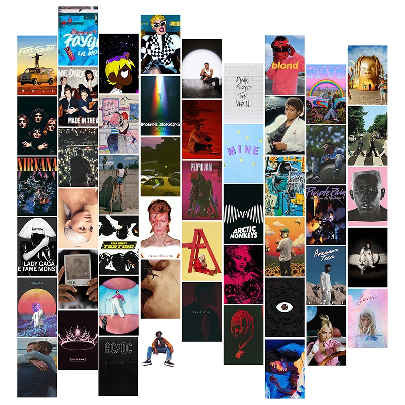 

50Pcs Album Cover Aesthetic Pictures Wall Collage Sets Style Photo Collection Living Room Decor for Bedroon Teen Girl & Boy