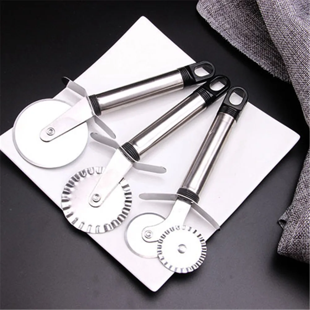 1PCS Stainless Steel Pizza Cutter Double Roller Knife Pastry Pasta Dough Crimper Kitchen Tools 4 Patterns | Дом и сад