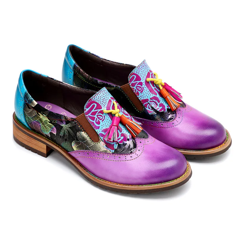 

TOTOMELA single shoes 2020 top quality genuine leather flat shoes round toe print spring summer vintage casual shoes woman