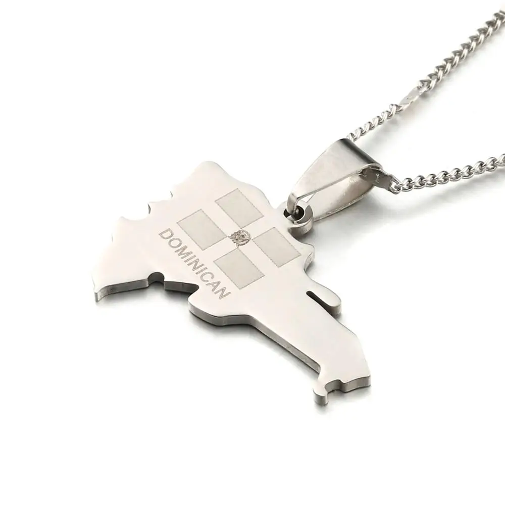 Женское колье из нержавеющей стали с подвеской в виде карты Доминиканской