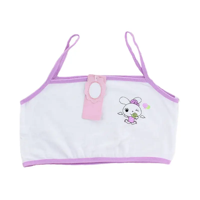 

Puberty Girls Cotton Training Bra Single Layer Cartoon Rabbit Underwear Crop Top