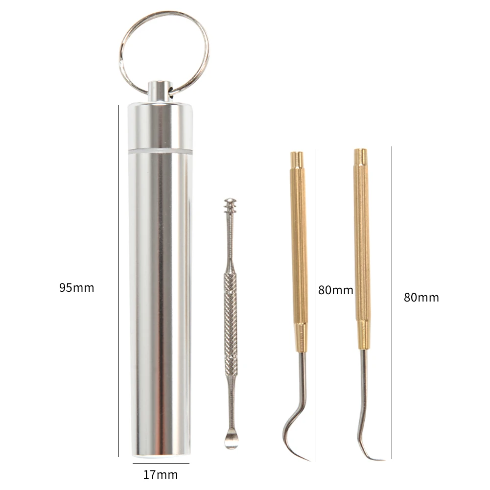 

Portable Stainless Steel Toothpick Ear Spoon Set Toothpick Container Box Portable Household Teeth Cleaning Tool
