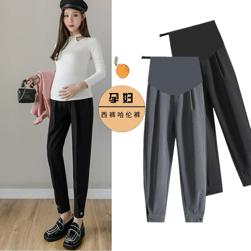 

229# Autumn OL Formal Work Laides Maternity Pants Adjustable Belly Pants Clothes for Pregnant Women Spring Pregnancy Trousers