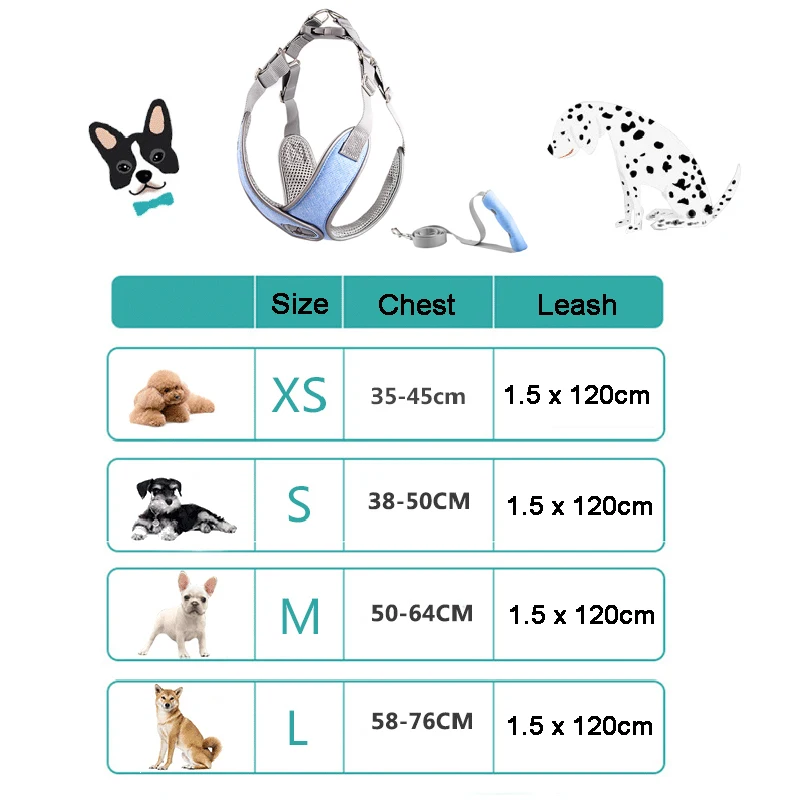 

Reflective Dog Harness and Leash Set For Small Medium Dogs Breathable Mesh Harnesses Vest Puppy Cats Chest Strap Pet Supplies