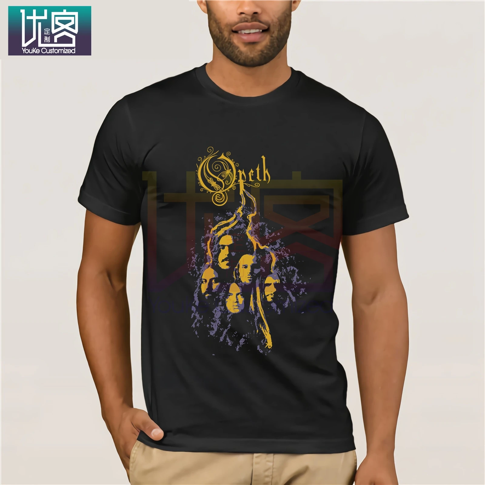 

Opeth Men's Faces T-Shirt Black Funny Tees Cotton Tops T-Shirt Amazing Short Sleeve Unique O Neck Cotton Tees Tops for Men Tops