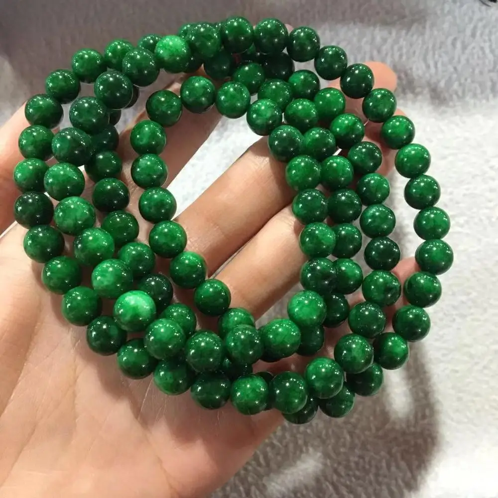 

Natural Myanmar Green Jade Bracelets 108 Beads Bracelet Jade Rosaries For Women Men Prayer Emerald Certified Jades Stone Bangles