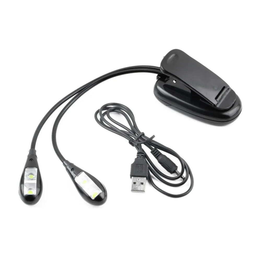 

Hot 2 Dual Flexible Arms 4 LED Clip-on Light Lamp for Piano Music Stand Book