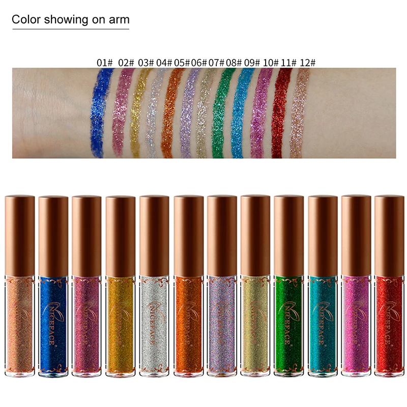 Жидкая подводка для глаз с перламутровым блеском 12 цветов водостойкая матовая