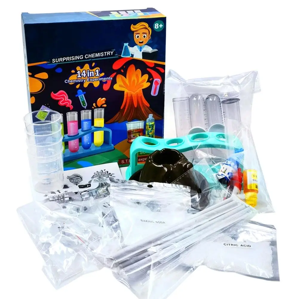 

Набор научных экспериментов 14 шт., детские инструменты для обучения, забавная лабораторная игрушка, научный сотрудник для детей